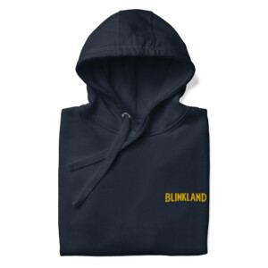 Sudadera con capucha unisex con letras BLINKLAND bordadas.